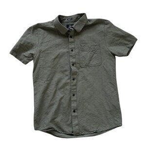 Volcom Classic Fit Olive Short Sleeve Shirt – Size M – 100% Cotton